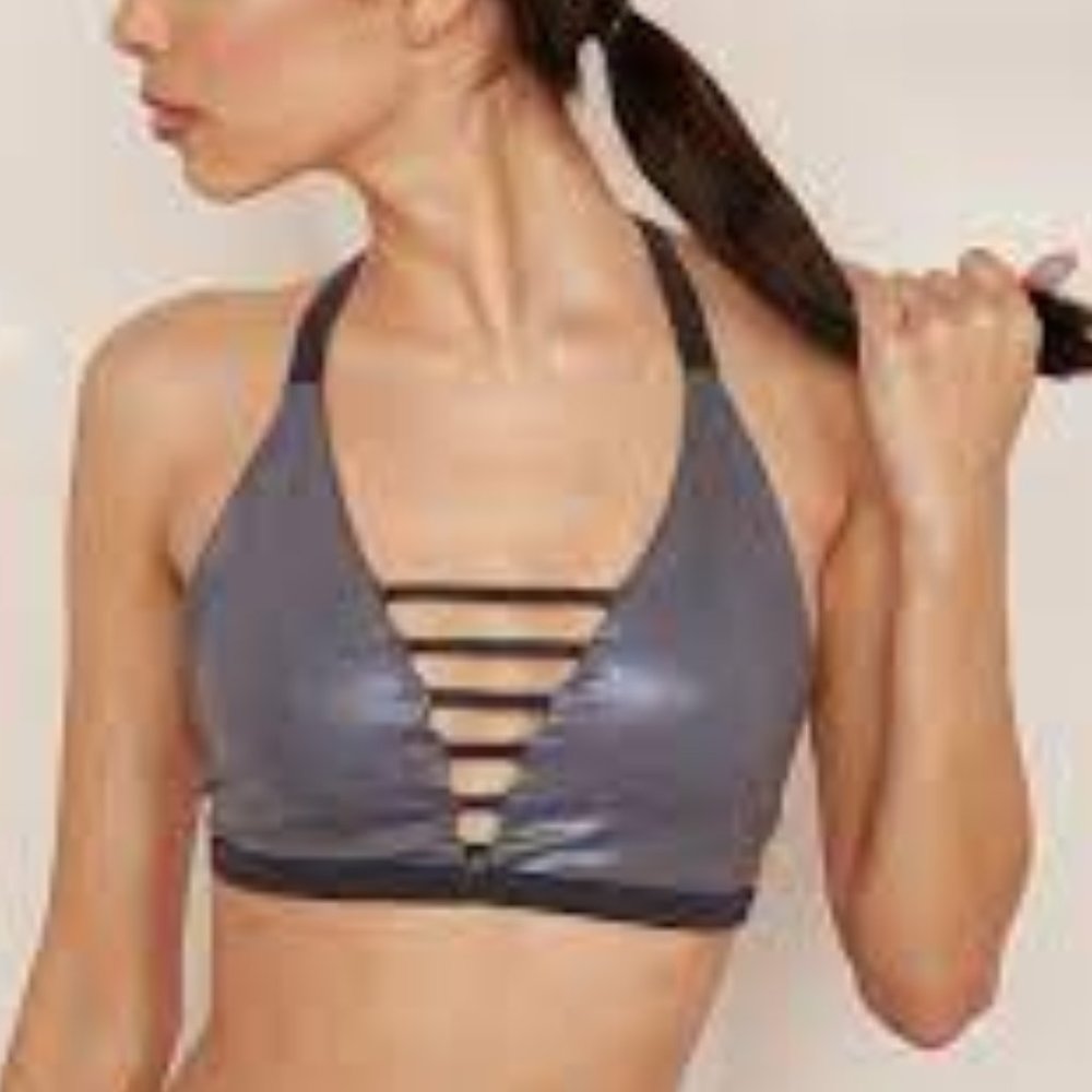 Body Language Simone Reversible Sports Bra NWT Pearl/GunMetal - Picture 11 of 11